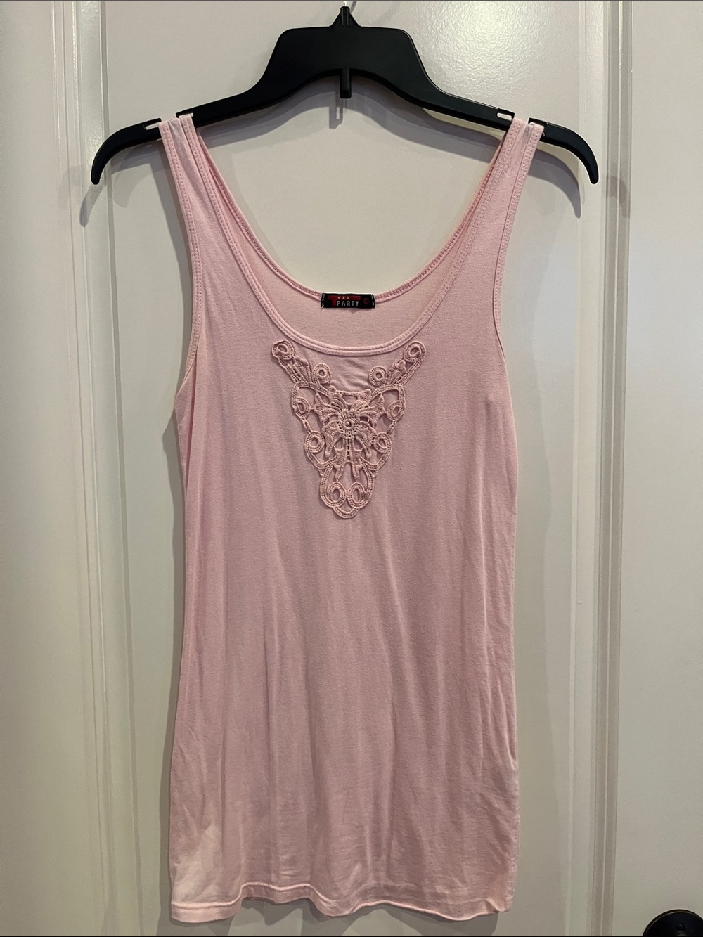 Party Light Pink Sleeveless Tank Top Lace Crochet Appliqué Size M